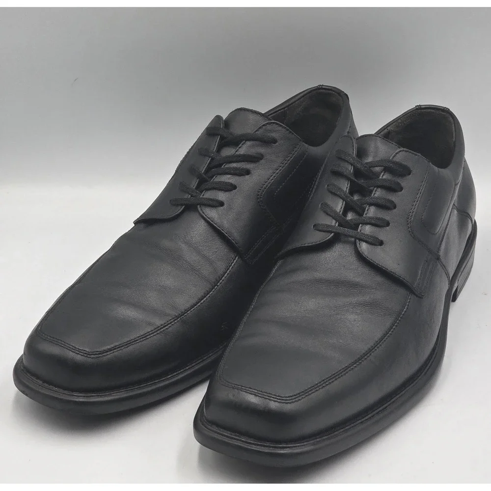Johnston & Murphy J&M Flex Sheepskin Mens 11.5M Black Leather Oxford Shoes